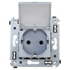 DKC Avanti Закаленная сталь Розетка с крышкой 2P+E со шторками