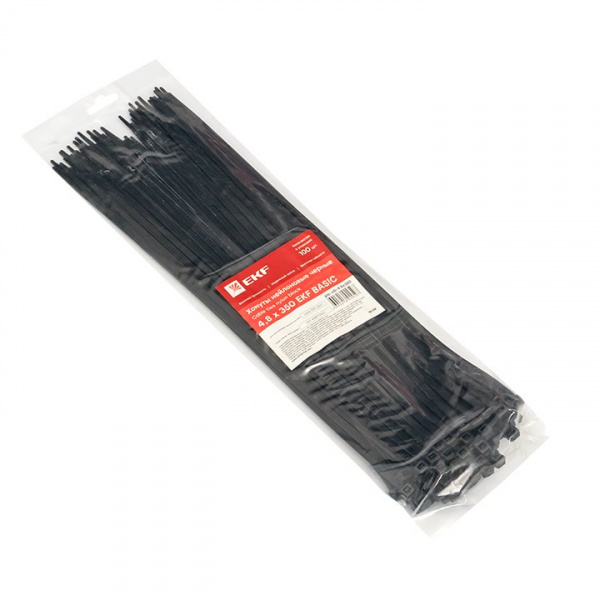 EKF Basic Хомут нейлоновый черный (4,8х350) (100шт.)