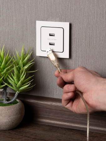 EKF PROxima Стокгольм Белый Розетка USB 2-ая, 2,1А