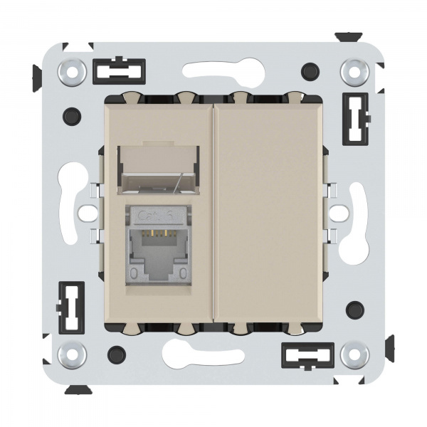 Накладка/вставка для подкл. ср-в связи и выч. техники с/у пластик бежевый DKC Avanti
