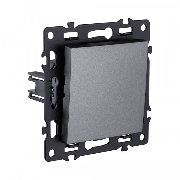 Выключатель 1-клавишный проходной 10А/250В, серый Kollinger Asthetik AS-002GY