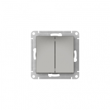 Systeme Electric AtlasDesign Сталь Выключатель 2-клавишный, сх.5, 10АХ, мех., быстрозажим. клем.