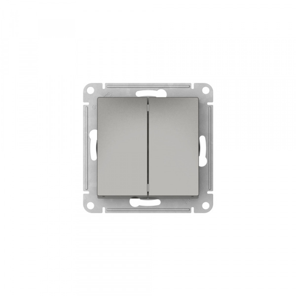 Systeme Electric AtlasDesign Сталь Выключатель 2-клавишный, сх.5, 10АХ, мех., быстрозажим. клем.