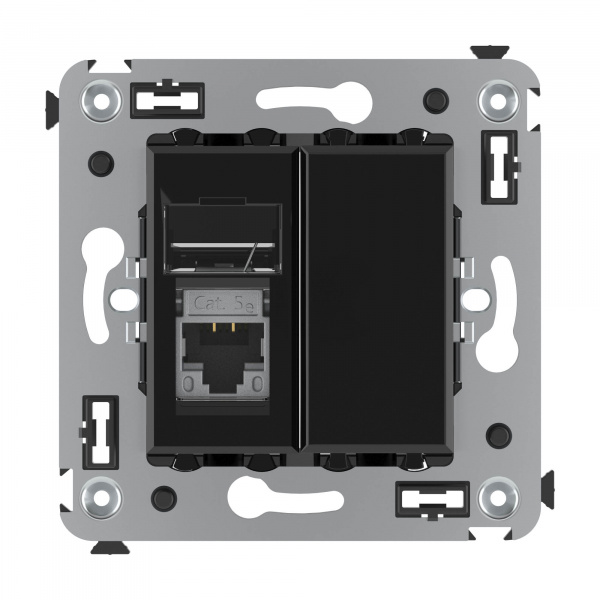 DKC Avanti Черный квадрат Компьютерная розетка RJ-45 одинарная  категория  5e экранированная