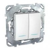 Schneider Electric Unica Белый Выключатель 2-клавишный с подсветкой (сх 5)