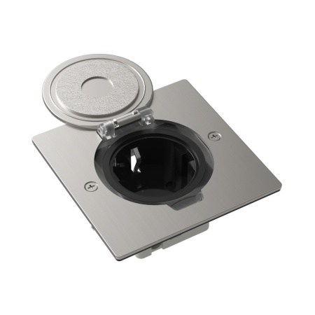 Лючок Surface 2 мод. (1 мод. 45х45 мм.), круглая крышка, никель, IP44