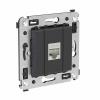 DKC Avanti Компьютерная розетка RJ-45 без шторки в стену, кат.6А одинарная экранированная, Черный матовый