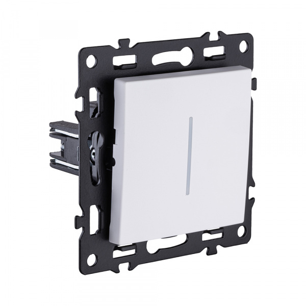 Выключатель 1-клавишный 10А/250В с LED подсветкой, белый Kollinger Asthetik AS-007WH