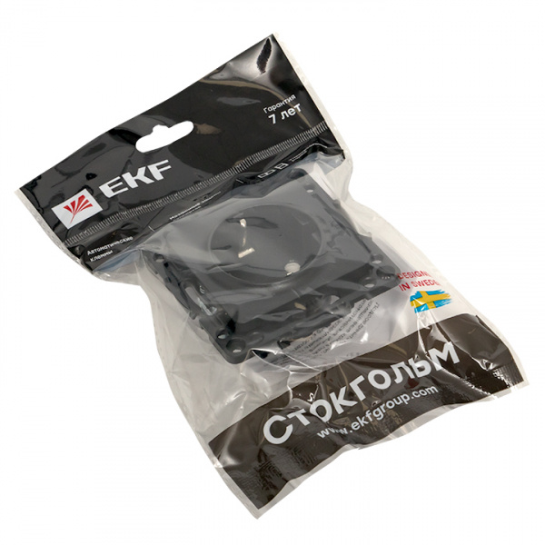 EKF PROxima Стокгольм Черный Розетка с/з, со шторками, 16А ,винт.клеммы