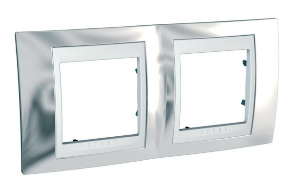 Schneider Electric Unica Хамелеон Серебро/Бел Рамка 2-ая горизонтальная