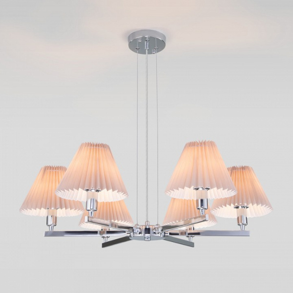 Подвесная люстра с абажурами 60136/6 хром/серый Eurosvet Peony