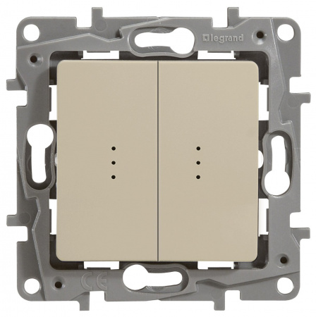 Legrand Etika Слоновая кость Переключатель 2-клавишный с подсветкой, 10А, Автоматические клеммы