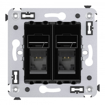 DKC Avanti Черный квадрат Компьютерная розетка RJ-45 двойная  категория 6