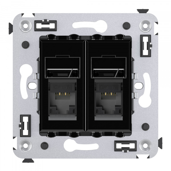 DKC Avanti Черный квадрат Компьютерная розетка RJ-45 двойная  категория 6