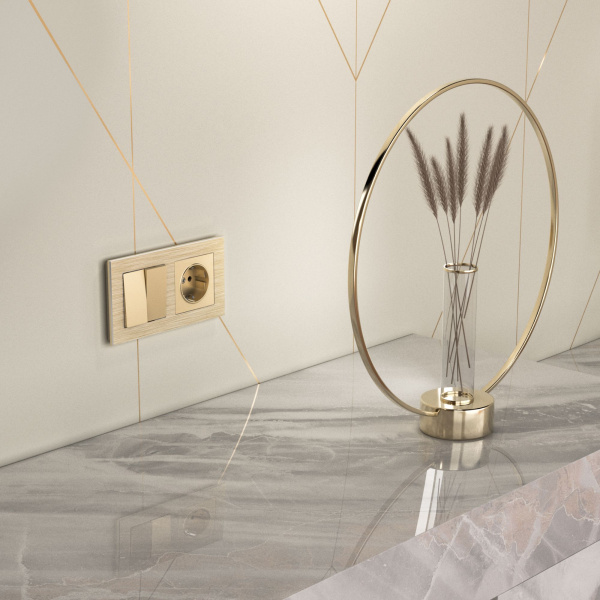 Рамка из металла на 2 поста Аluminium шампань алюминий W0021711