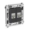DKC Avanti Компьютерная розетка RJ-45 без шторки в стену, кат.5e двойная экранированная, Черный матовый