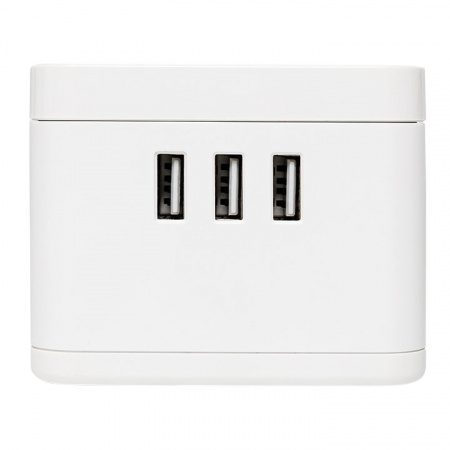 EKF Удлинитель "Куб" 2 гнезда 3USB 2,4А+зарядное устройство 1,3 метра 1мм2