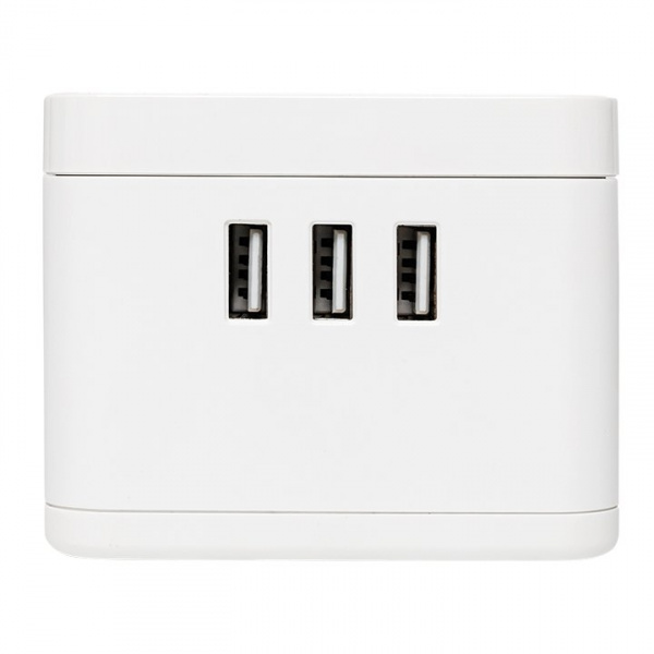 EKF Удлинитель "Куб" 2 гнезда 3USB 2,4А+зарядное устройство 1,3 метра 1мм2