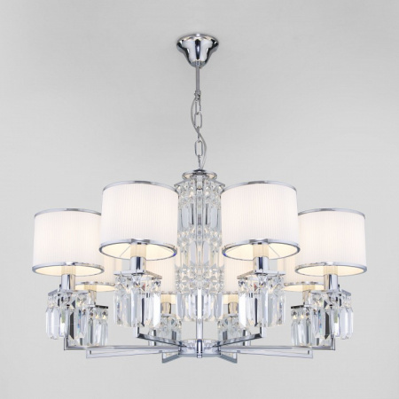 Подвесная люстра с абажурами 10099/8 хром Eurosvet Zaffiro