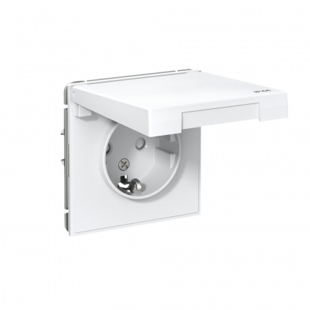 Systeme Electric ArtGallery Белый Розетка с заземл. со шт. с крышк, 16А, IP44, механизм