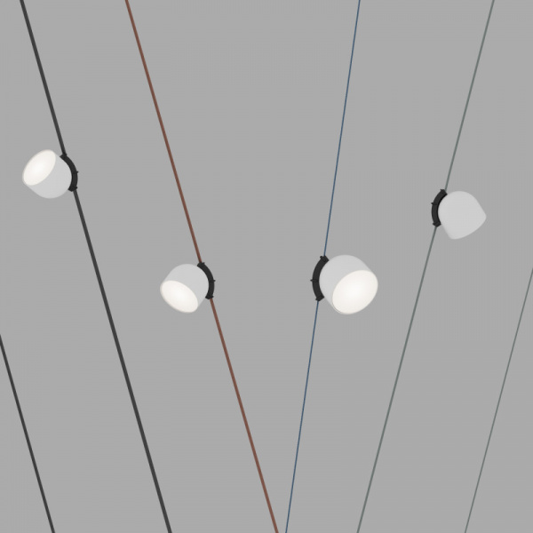 DK5642-WH+BK Поворотный светильник для трека-ремня Belty Smart, серия Spot, со светодиодом, D100*H107мм, 48V DC, 12W, RA90, 120°, 3000-5700K, IP20, белый с черным, алюминий