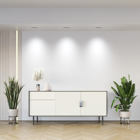 DK2531-WB Встраиваемый светильник SPACE со светодиодом под шпатлевку L126mm 220V 10W 38° 4000К IP20 белый/черный алюминий