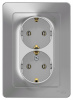 SE Blanca внутр Алюминий Розетка 2-ая с/з без шторок, 16А, 250В