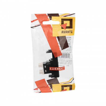 DKC Avanti Черный квадрат Розетка телефонная RJ-12 1 модуль