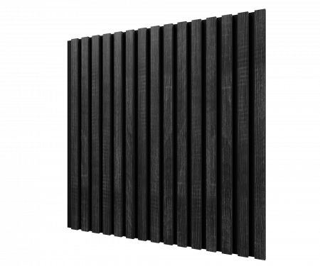 Акустическая панель, черный войлок, 600х600х19мм, рейки МДФ дуб графит Акустическая панель, черный войлок, 600х600х19мм, рейки МДФ дуб графит