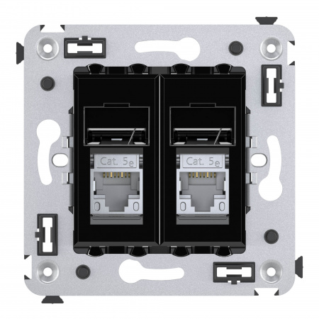 DKC Avanti Черный квадрат Компьютерная розетка RJ-45 двойная  категория 5e экранированная