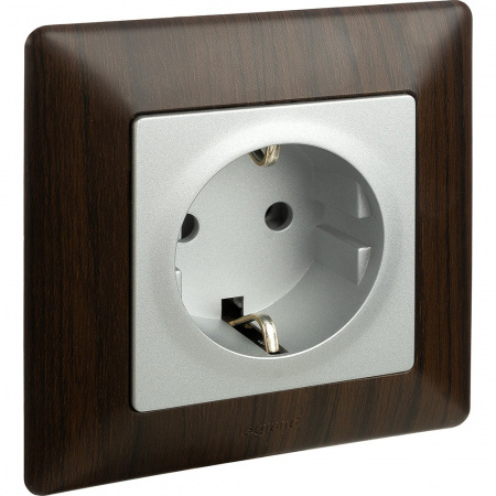 Legrand Valena LIFE DIY Алюм Розетка 1-ая с/з, безвинт.зажим