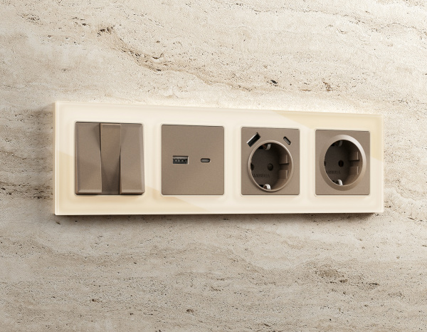 Рамка ALFA Platos (Бежевый Стекло органическое) 5-ая AF330305