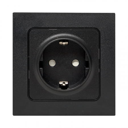 EKF PROxima Стокгольм Черный Розетка с/з, со шторками, 16А ,винт.клеммы