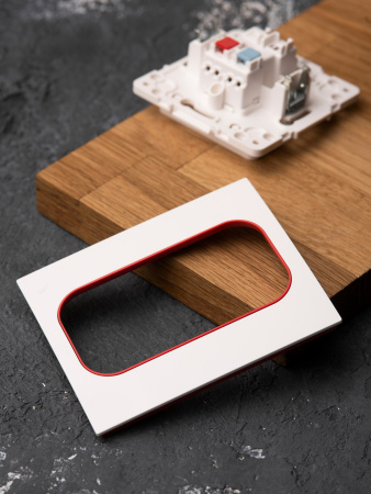 EKF PROxima Стокгольм Белый Линия красная Рамка для розетки 2-ой