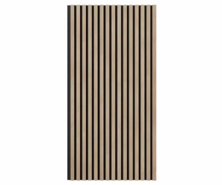 Акустическая панель, черный войлок, 1200х600х19мм, рейки МДФ ясень тирамису