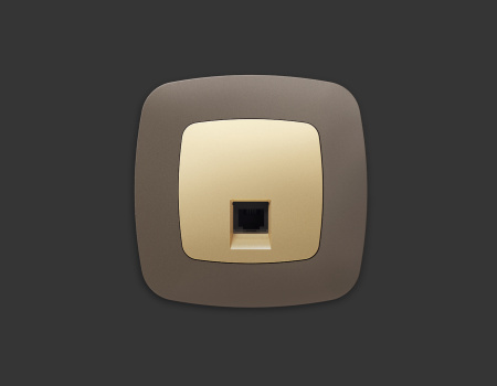 Лицевая панель OMEGA (Шампань) для компьютерной/телефонной розетки RJ-45/RJ-11 QUANT OP6120