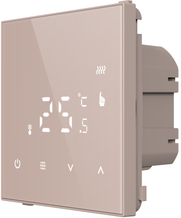 Donel Термостат электронный с датчиком пола, непрограмм.16 A, 70*70 мм, стекло кашемир, серия DTEF