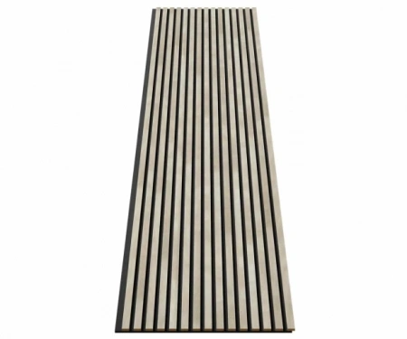 Акустическая панель, черный войлок, 2750х600х19мм, рейки МДФ ясень кристалл