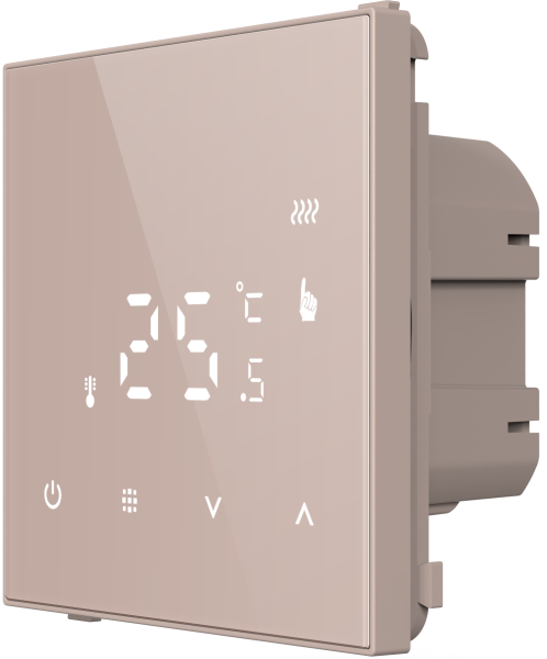 Donel Термостат электронный с датчиком пола, непрограмм.16 A, 70*70 мм, стекло кашемир, серия DTEF