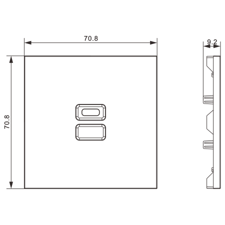 Donel Накладка для розеток USB, черный графит, серия S08, DS28657