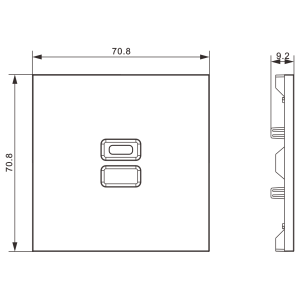 Donel Накладка для розеток USB, серый графит, серия S08, DS28659