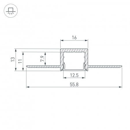 Arlight Профиль SL-LINIA16-FANTOM-2000 ANOD (Алюминий)