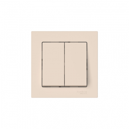 Systeme Electric AtlasDesign Бежевый Выключатель 2-клавишный, сх.5, 10АХ, в сборе, быстрозажим. клем.