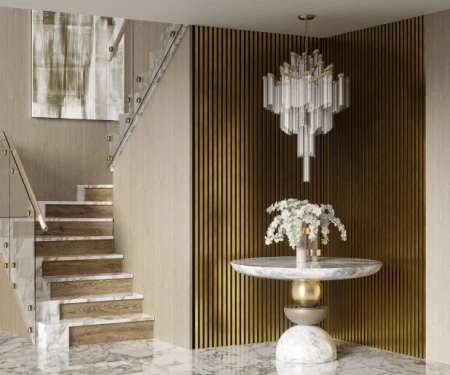 Комплект акуст.панелей, черный войлок, 1200х300х19мм, рейки ЭКОПОЛИМЕР, золото матовое/2шт