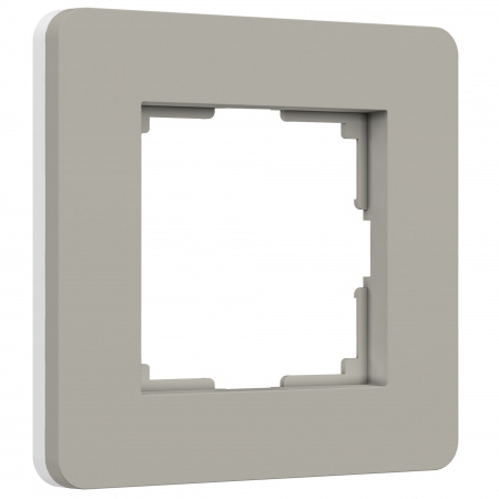 Рамка из поликарбоната на 1 пост Split дымчатый/белый, soft-touch W0013067