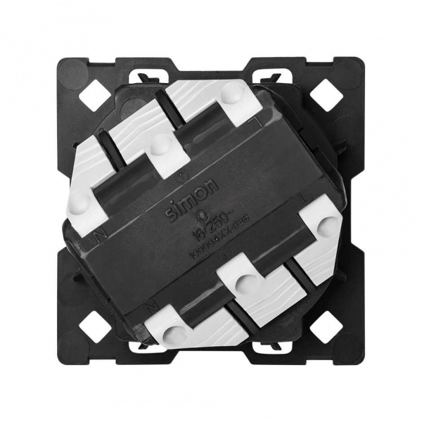 Simon 100 Розетка с заземлением и шторками Schuko 2Р+Е 16A 250В~ с безвинтовым подключением 1Click