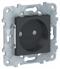 SE Unica New Антрацит Розетка б/з со шторками, винт. зажим, 16 А