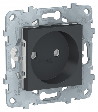 SE Unica New Антрацит Розетка б/з со шторками, винт. зажим, 16 А