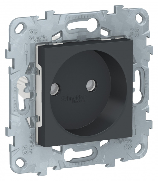 SE Unica New Антрацит Розетка б/з со шторками, винт. зажим, 16 А