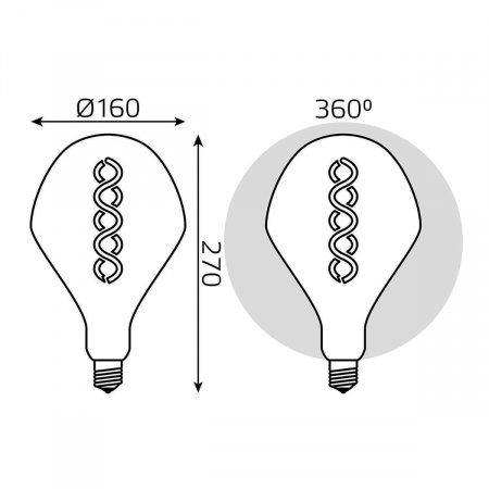 Лампа светодиодная филаментная Gauss E27 8W 2400K серая 163802008